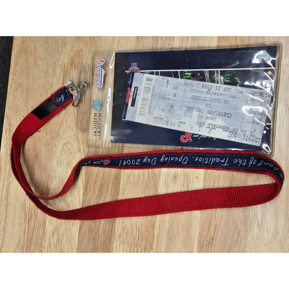 Cleveland Indians MLB Lanyard Ticket Holder 2004 Opening Day Baseball Souvenir